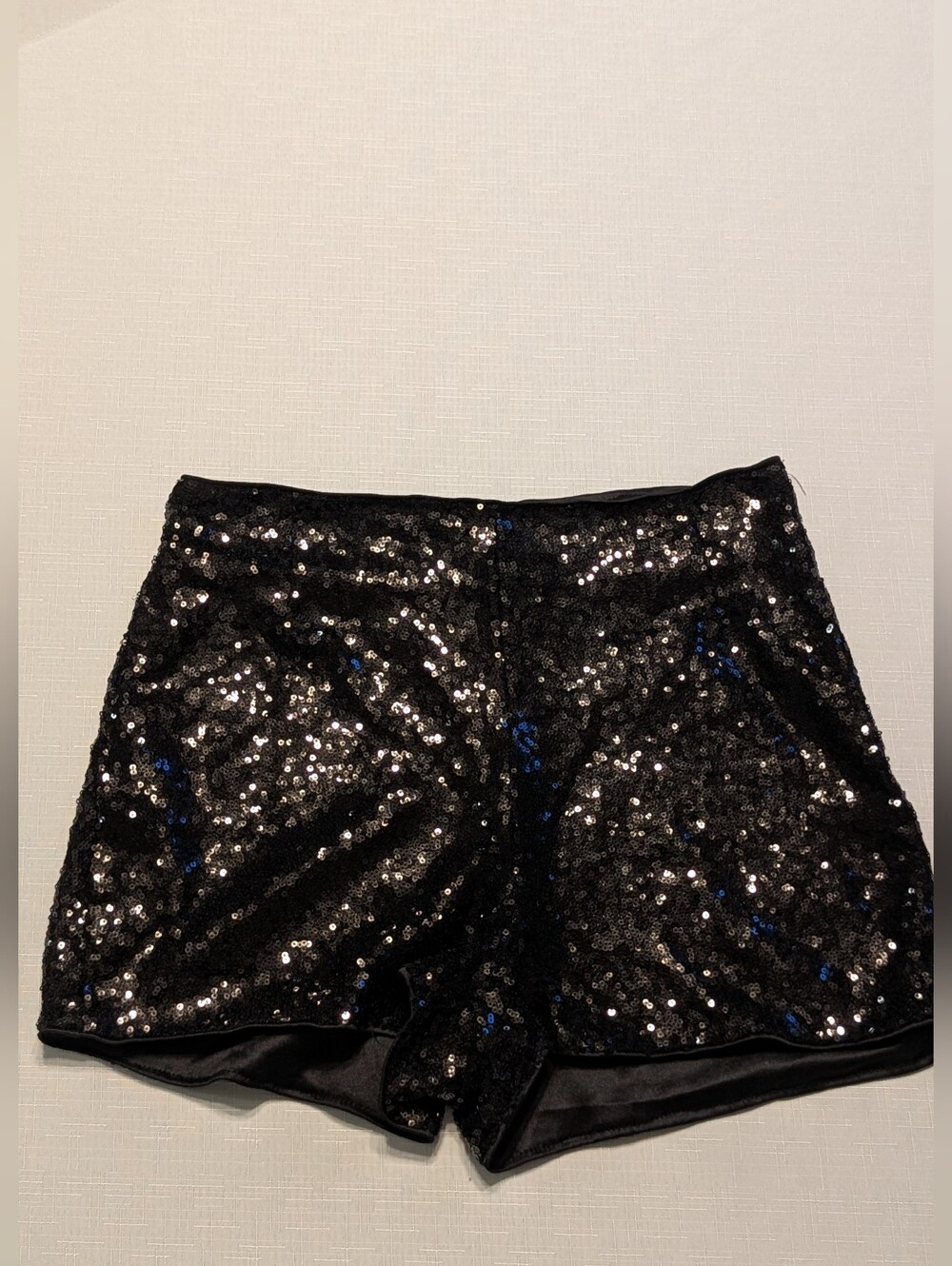 She + Sky Black Sequin Party Shorts Sparkle High Waist Size Medium M